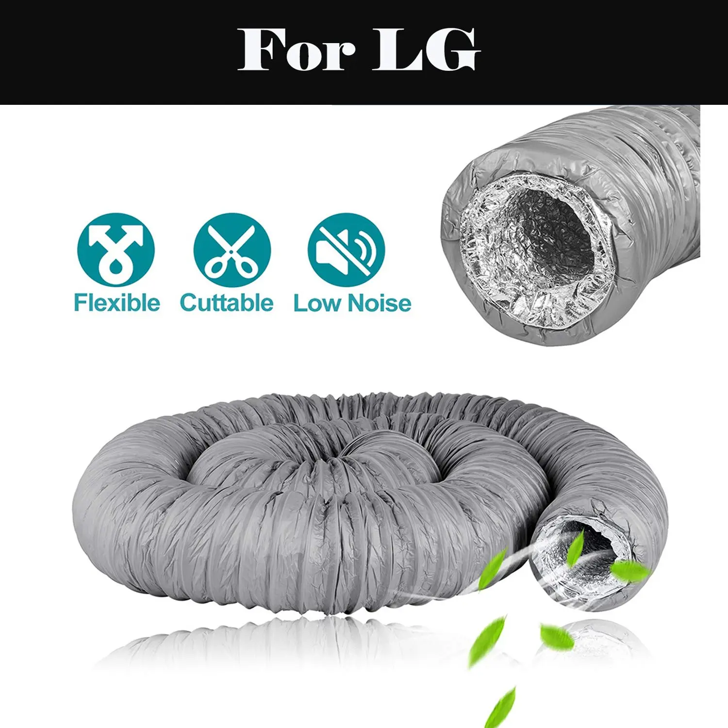 

5M Air Conditioner Aluminium Flexible Fan Ducting Exhaust Pipe for LG LSA3AF5D LSA5WT3D BSA18BEYD LSA6AF3D LSA5AF3D LSA3AF3D