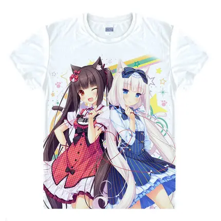 Nekopara t shirt Nekopara Chocola girl print t shirt Vanilla Cat japanese sexy Anime kawaii Cute