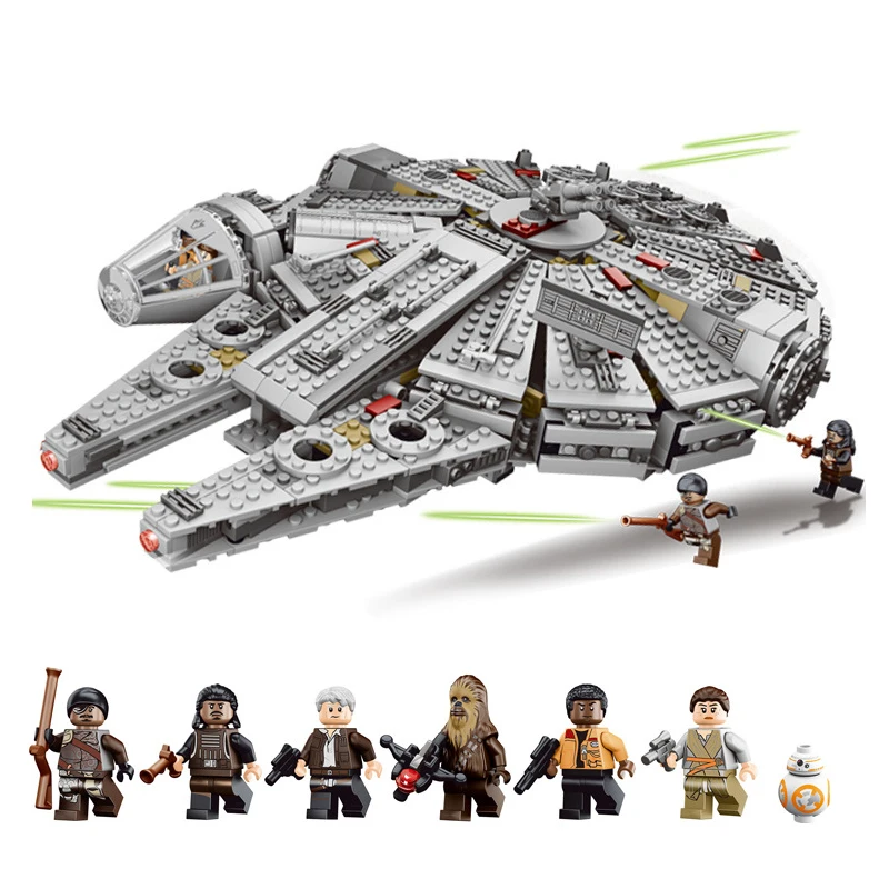 

1381Pcs Compatible Legoinglys Star Wars figure Millennium Falcon Spacecraft Intellectual Assemble Building Blocks Toys Model