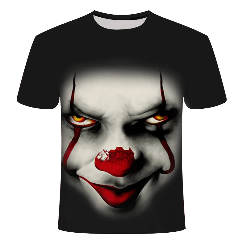 Летняя забавная футболка с 3D принтом «IT Joker», Повседневная футболка для мужчин и женщин с изображением клоуна из фильма ужасов, уличная одежда в стиле хип-хоп, футболка, топ