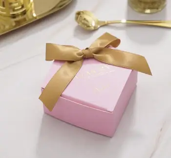 

100pcs Creative Pink Diamond Style Wedding Favors Candy Boxes Bomboniera Sugar Bag Party Supplies Chocolate Box Gift Box