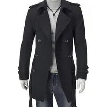 Новые мужские куртки с двойной пряжкой, мужское длинное пальто с поясом, двубортный Тренч, черный, серый, M-3XL