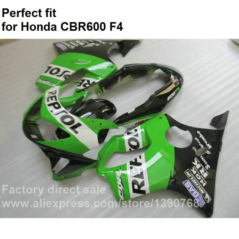 fit обтекателя комплект для Honda CBR600 F4 1999 2000 цвета: зеленый, черный Обтекатели CBR 600 F4 99 00 FX29