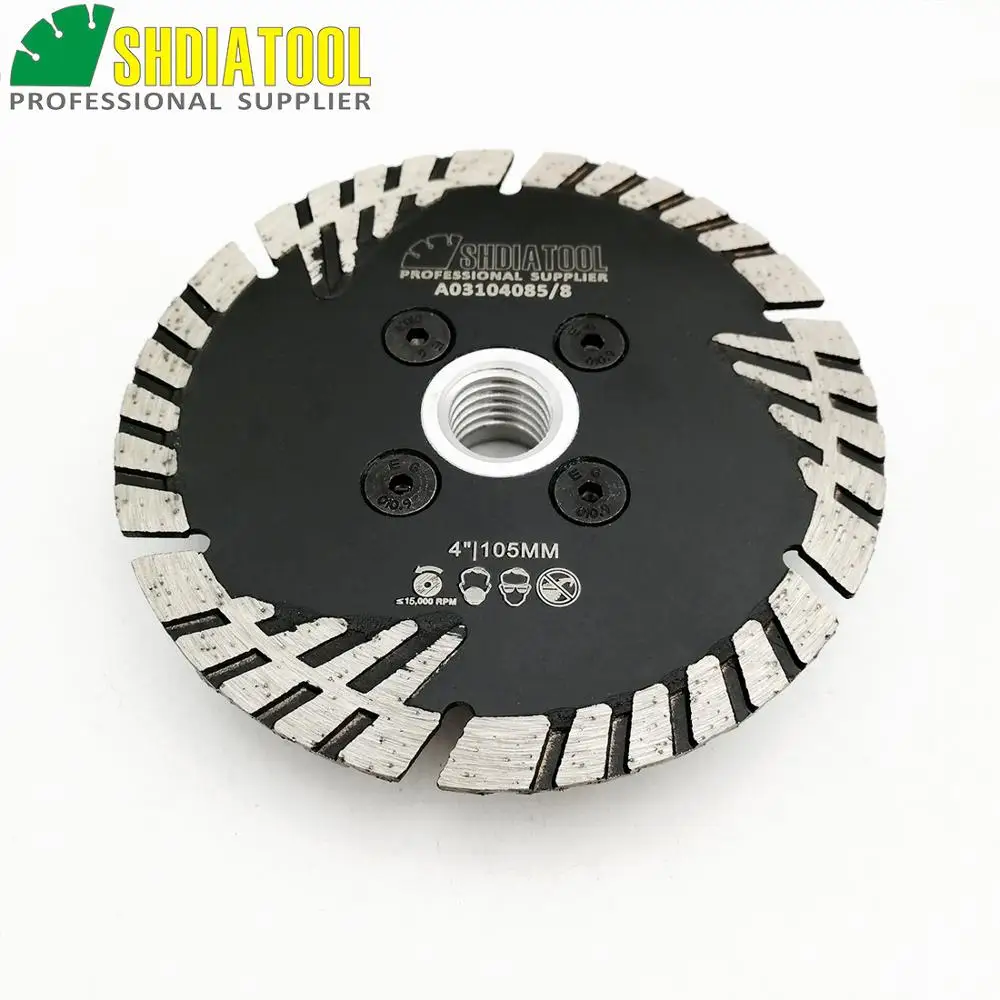 SHDIATOOL 3pcs 5/8-11 FLANGE Diamond Blade Cutting Disc Hot Pressed Turbo Blade With Slant Protection Teeth Tile Marble Sawblade