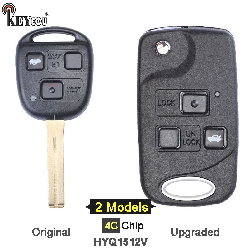 

KEYECU 4C Чип HYQ1512V Модернизированный/оригинальный, 3 кнопки, фотоаксессуары для Lexus ES300 GS300 GS430 GS400 IS300 LS400 1998-2005
