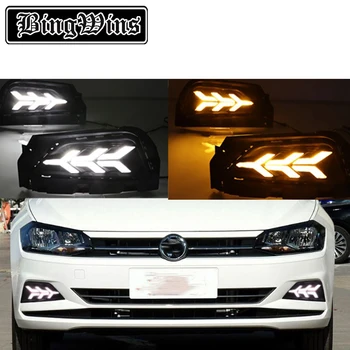 

Car style For Volkswagen Polo 18-19 Polo low configuration modified led plus daytime running lamp streamer steering front bar fo
