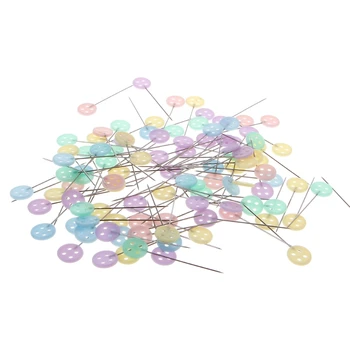 

100 Pcs Push Pins Button Style Positioning Needles For Manual Sewing Patchworks 53CC