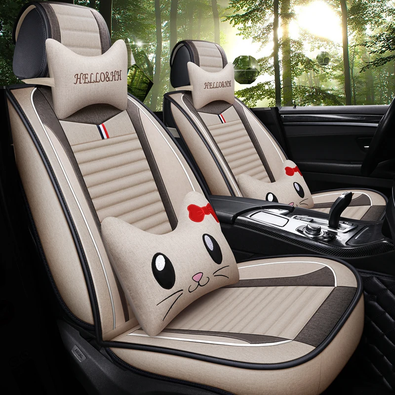 Full Coverage flax fiber car seat cover auto seats covers for Citroen c1 celysee ds3 c4 ds4 c5 ds5 c3 aircross c4aircross c3pica