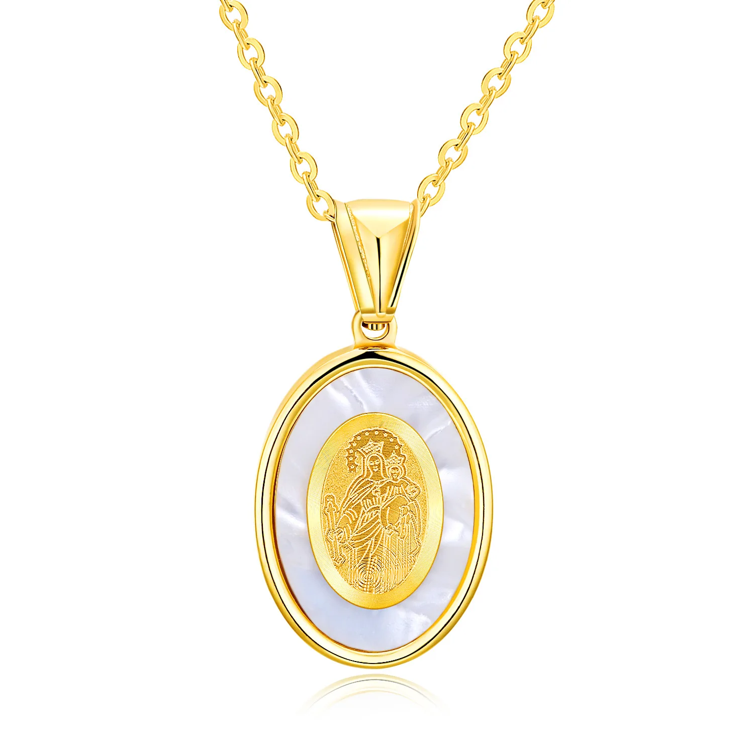 Europe And America New Style Religious Accessories Blessed Virgin Mary Maria Titanium Steel Necklace Men And Women-Necklace Holi