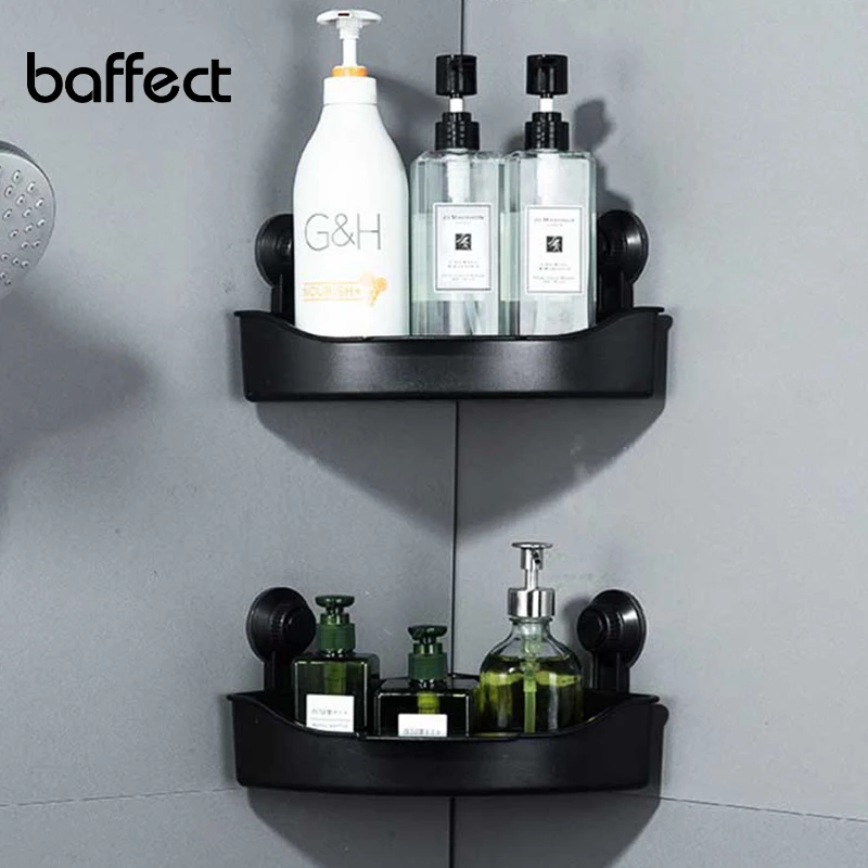 

Baffect Bathroom Organizer Suction Cup Shelf Corner Wall Storage Shelf Plastic Punch free Storage Rack for Kitchen Spick Rack