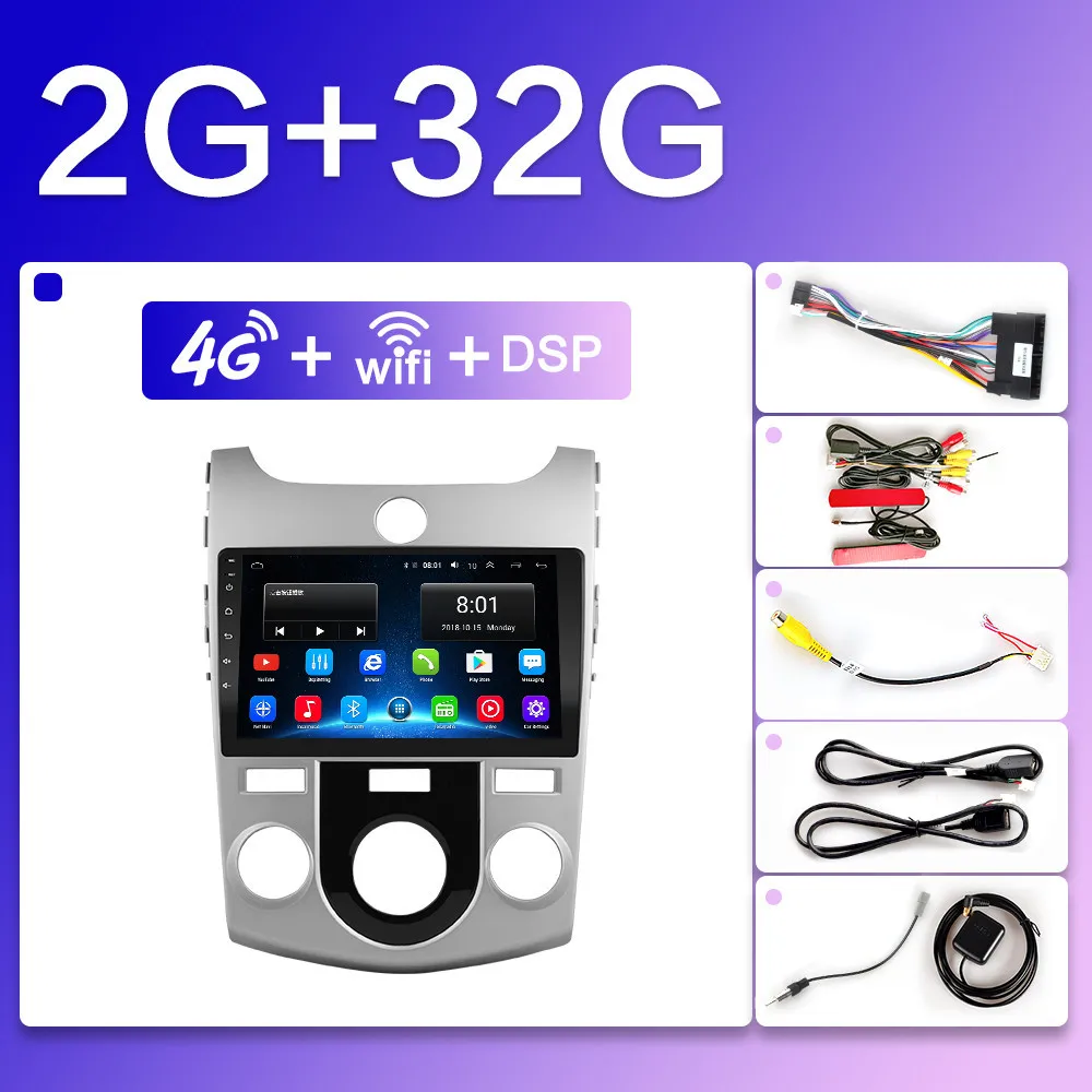 4G-SIM-SD-2G 2 din Android 8,1 GO Автомобильный мультимедийный плеер для KIA Форте Cerato 2 2008 2009 2010 2011 2012 2013 автомобиль радио gps навигации 32G Встроенная память - Цвет: 4G-SIM-SD-2G