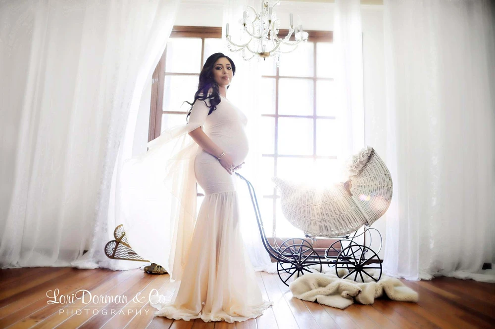Mermaid Maternity Photography Props Dresses Lace Long Pregnancy Dress Ruffles Pregnant Women Maxi Maternity Gown For Photo Shoot (1)