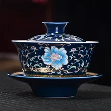 Чистое серебро 999 ручной позолоченный серебряный вкладыш гриль цветок покрытая чаша керамическая сансай чаша инкрустированный серебром чайный набор кунг-фу чай