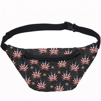 

VEEVANV 3D Weed Print Men Waist Bags Green Leaves Skulls Fanny Pack For Women Travelling Hip Belt Bag Waterproof Phone Belly Bag