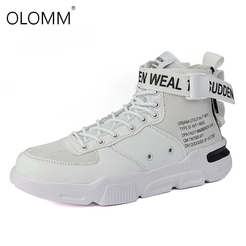 2019 New Sports Shoes Men's High Help Hip Hop Shoes White Skate Shoes Sneakers Men Loafer Shoes High Top Sneakers Calzado Hombre