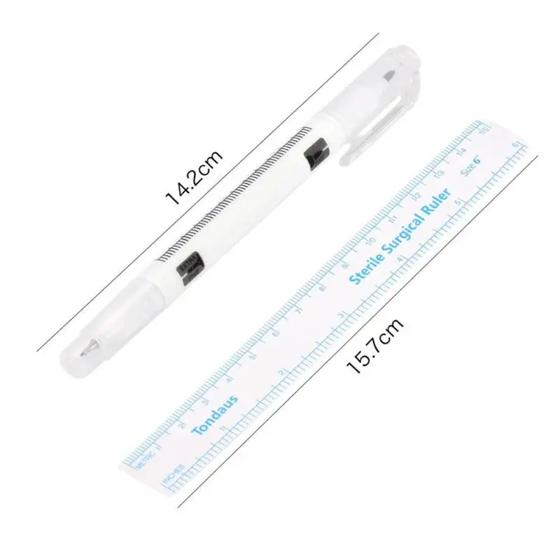Surgical Skin Marker Twin Head Pen Ruler Tattoo Piercing Permanent Eyebrow