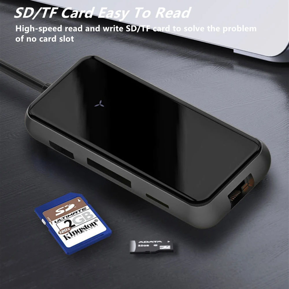 Tebe концентратор USB Type C до 4K HDMI RJ45 Многофункциональный USB 3,0 SD/TF кард-ридер PD Быстрая зарядка RJ45 адаптер для MacBook Ipad Pro