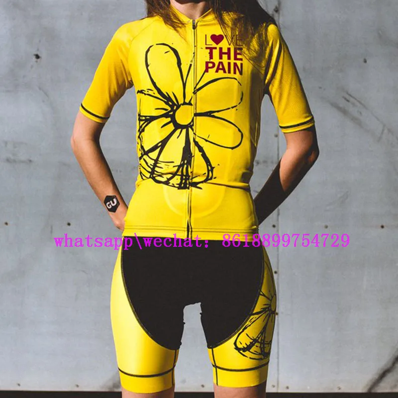 suits Женский костюм для велоспорта love the pain, Джерси, рубашки для велоспорта, Майо, mujer gear, uniforme mallot, roupa ciclismo feminina camiseta - Цвет: suits