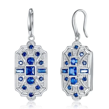 

Fashion Art Deco Blue Stone Drop Dangle Earrings Hook Earring CZ Women Charm Bridal Engagement Wedding Jewelry Gift