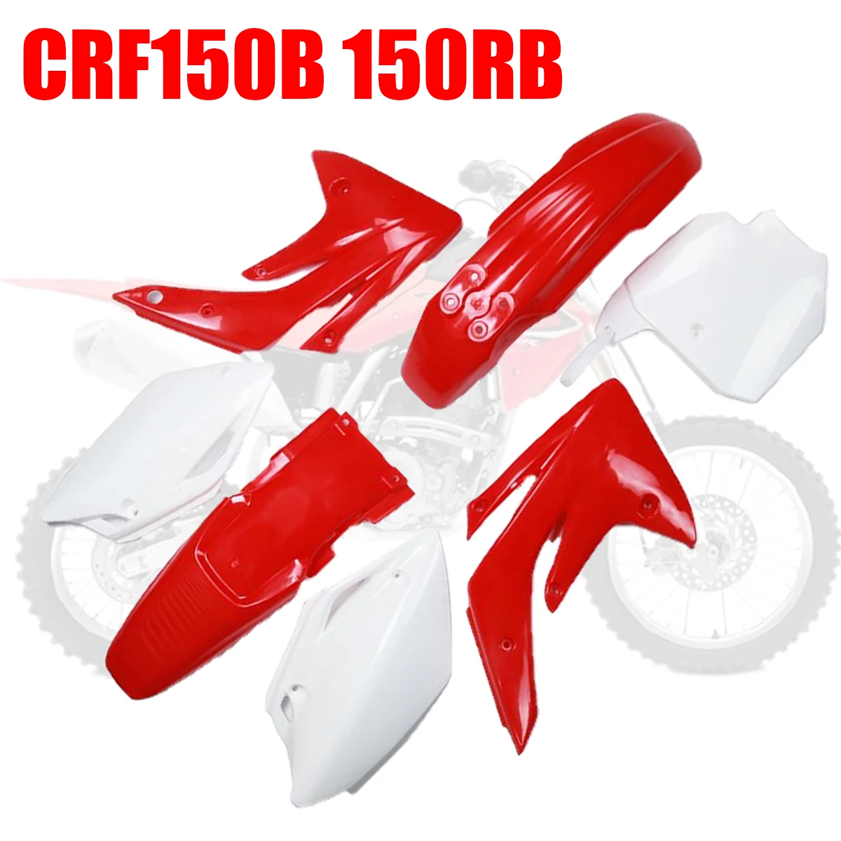 Red and White An Xin Motorcycle ABS Plastic Fender Kit Body Work Fairing Kit For Honda CRF150R 2007-2013 Dirt Pit Bike 
