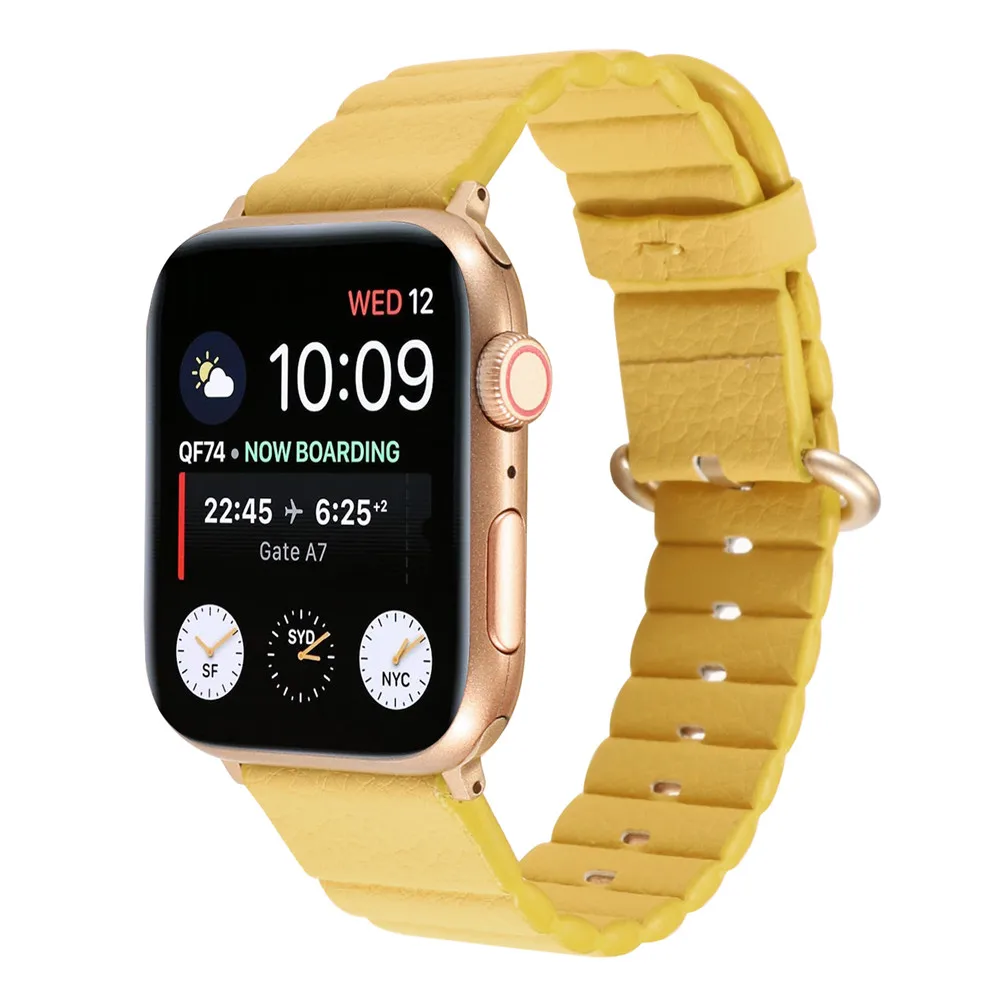Кожаный ремешок в полоску для часов Apple Watch 5, 4, 3, 2, ремешок 44 мм, 40 мм, 42 мм, 38 мм, высококачественный сменный спортивный ремешок для iWatch 3, 4, 5