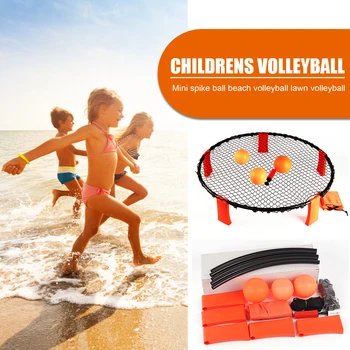 

Mini Beach Volleyball Spike Ball Game Set Outdoor Grass Lawn Beach Leisure Team Sports Fitness Equipment with Net Rods Pump Ball