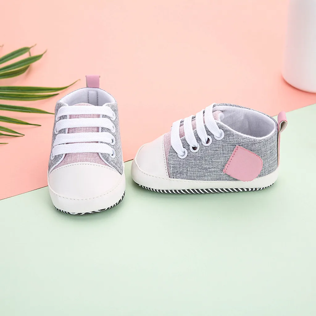 0-2T Newborn Baby Boys Girls First Walkers Shoes Baby Splicing Bandage Casual Single Shoes New Canvas Classic Sports Sneakers