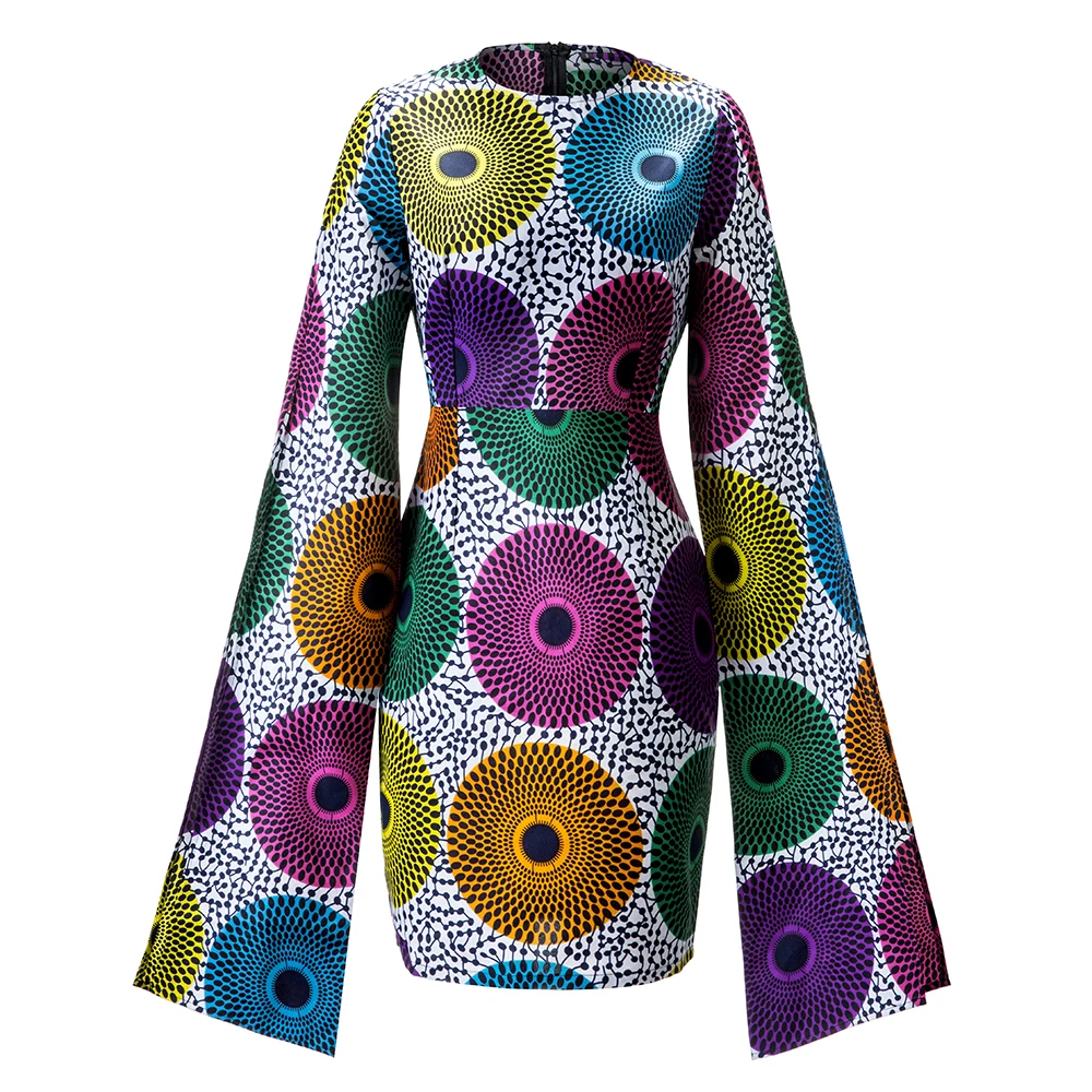 dress2 Африканские платья для женщин Анкара платья стиль модное платье с принтом с длинным рукавом тонкое платье африканская традиционная одежда - Цвет: dress2
