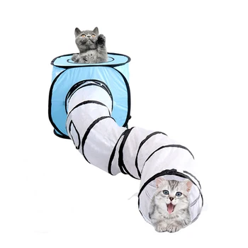 

2 in 1 Cat Tunnel Tent Toys S-type Foldable Cat Cube Durable Indoor Kitten Tent House With Storage Bag Waterproof Pet Supplies