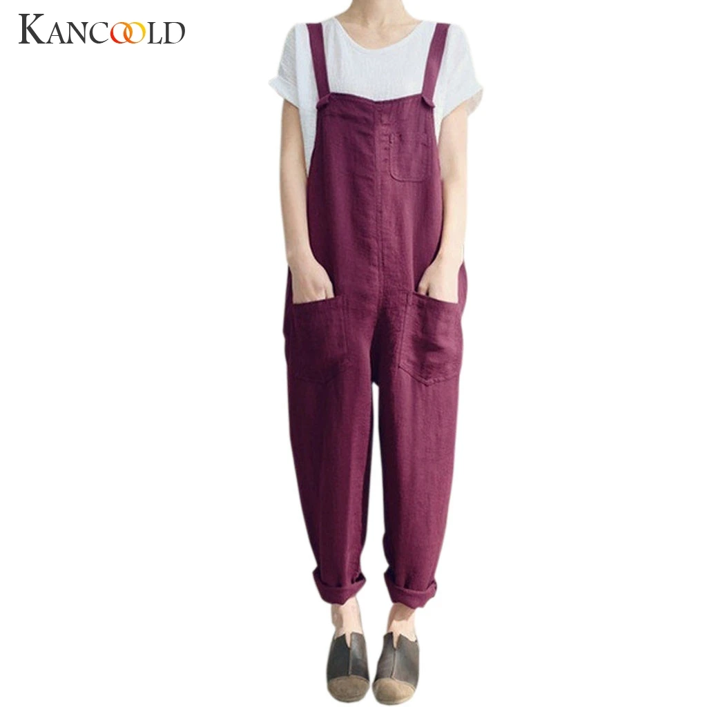 KANCOOLD,, Модный женский свободный однотонный комбинезон на лямках, штаны-шаровары, Дамский комбинезон, штаны, повседневные комбинезоны размера плюс S-3XL