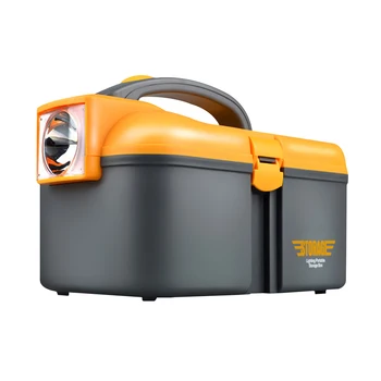 

Portable Electrician Repair With LED Light Storage Tray Tool Box Durable Outdoor Fishing Craftsman Home Organizer Garage