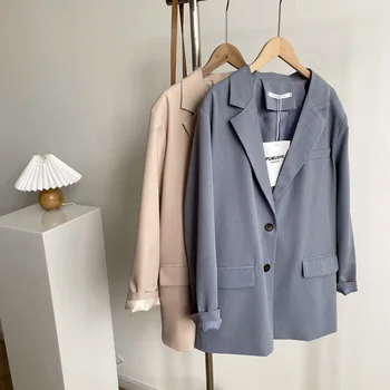 

Solid Color Women Blazer Coat Beige Blue Casual Blazer Women Jacket For Summer Spring
