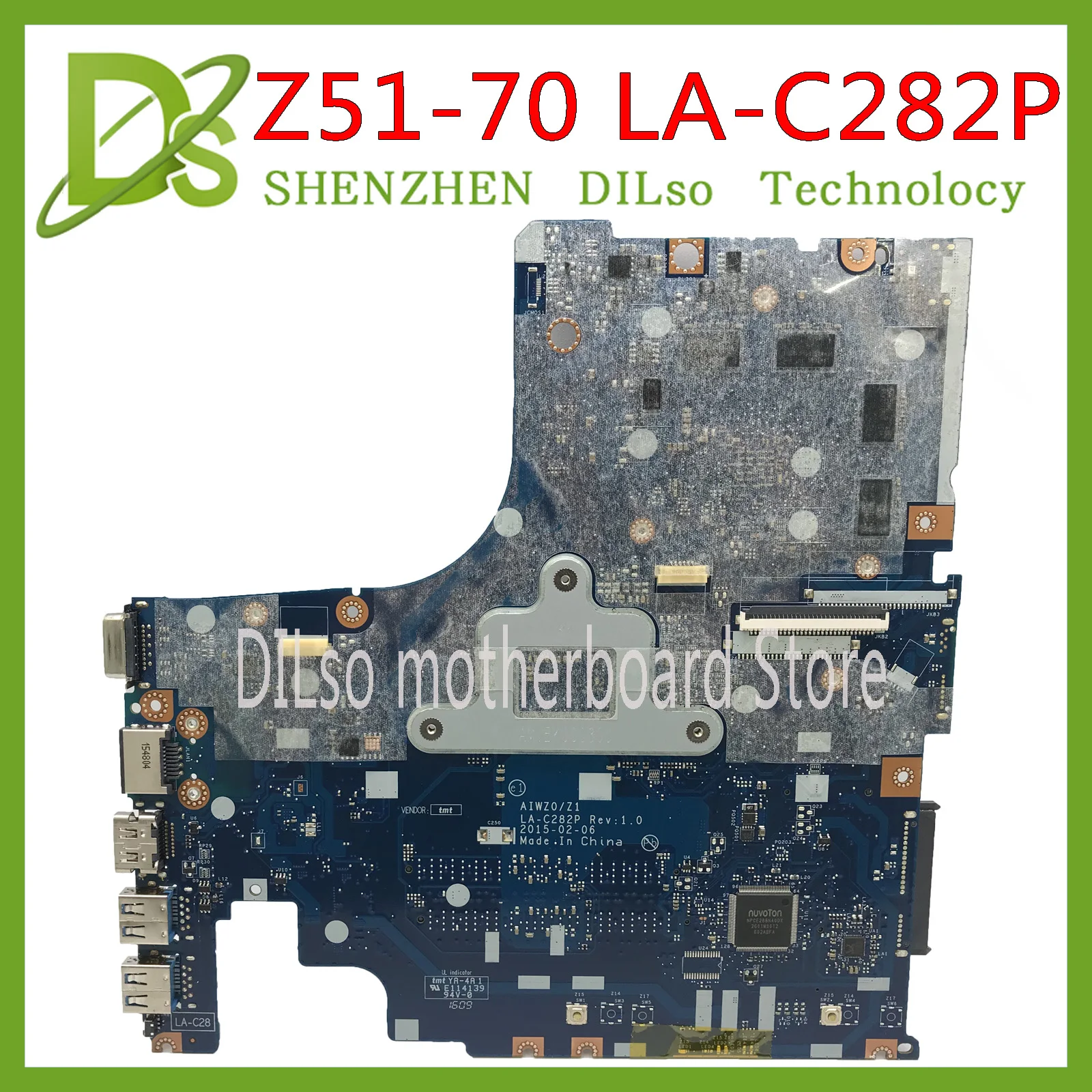 50% OFF  KEFU LA-C282P mainboard For Lenovo Notebook Z51-70 AIWZ0/Z1 LA-C282P laptop motherboard I5-5200U R9