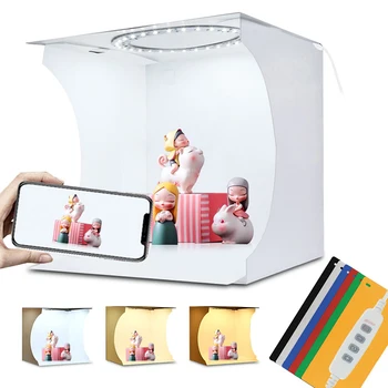 

20cm Mini Foldable Photo Studio Box Photography Lightbox Studio Shooting Tent kit with LED Ring & 6 Color Backdrops