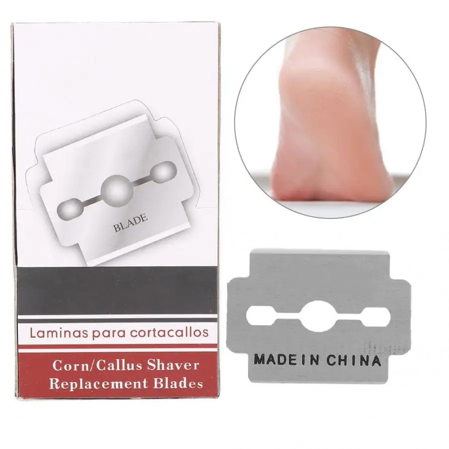 

100Pcs Stainless Steel Callus Shaver Blades Pedicure Hard Dead Skin Removal Replacement Blades Cuticle Remover Foot Care Tool