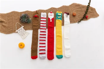 

Winter Warmer Women Female Lady Cute Sweet Coral Fleece Long socks 2019 Fashion New Year Christmas Xmas Snowman
