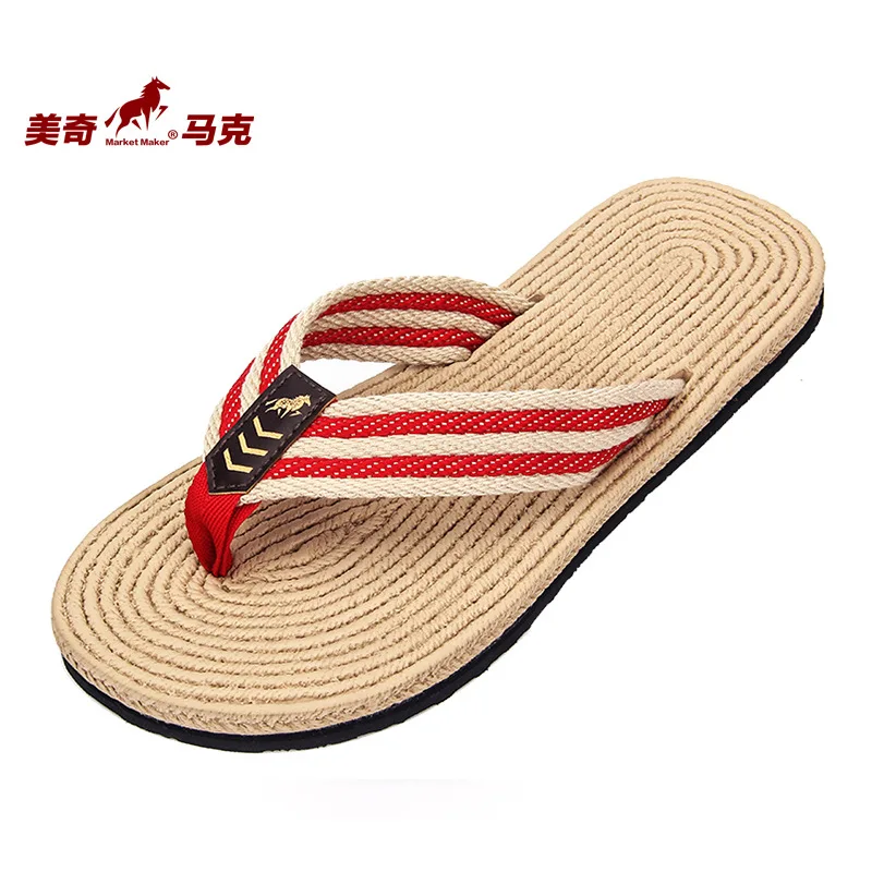 

2019 Summer EVA Flip Flops Men's Korean-style Thick Bottomed Light Weight Flip-flop Burlap Texture Slipper Outdoor Sandals