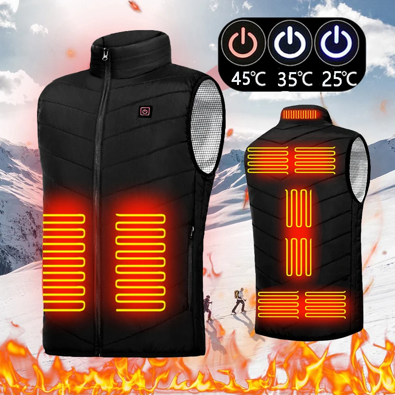 

2020 New 9 Areas Heated Vest Men Women Electric Heated Jacket Thermal Heating Vest Winter Fishing Hunting Cycling Outdoor Vest