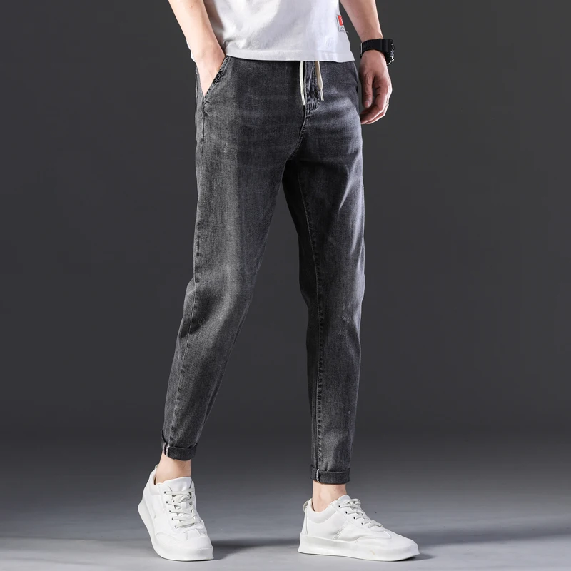 Popular Man Spring Autumn casual fashion Streetwear  Mens Jeans  Ankle Zipper  Elastic Slim fit Jeans Men Clothing Korean street Bottoms