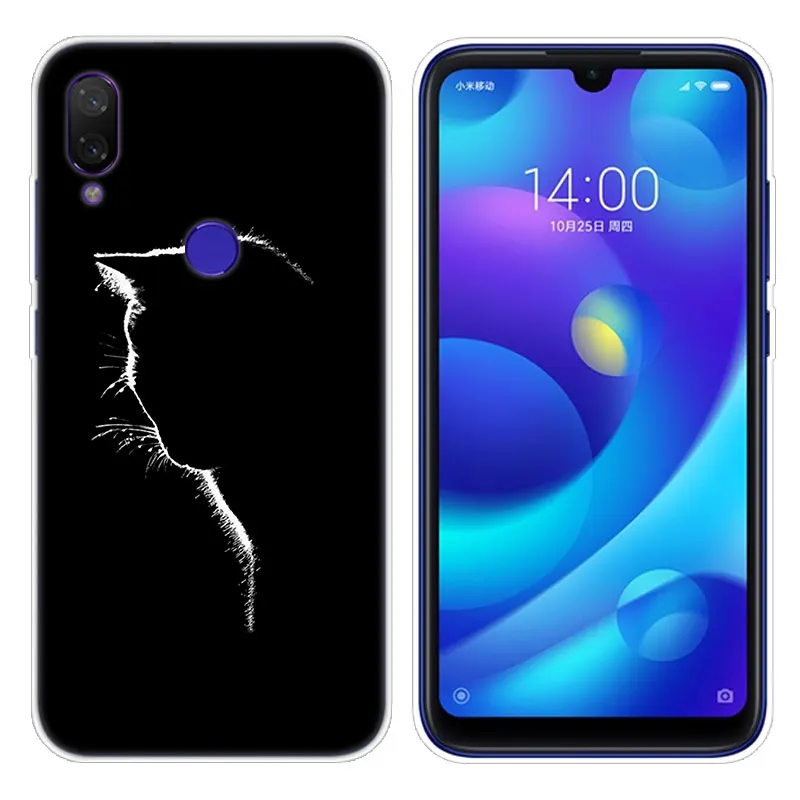 Роскошный популярный Мягкий силиконовый чехол с черной кошкой для Xiaomi Mi CC9E 9SE 9T 8