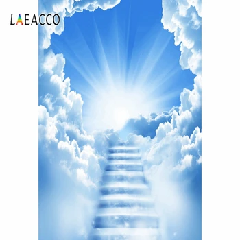 

Laeacco Dreamy Sky Clouds Ladder Sunshine Photographic Backgrounds Wall Decor Portrait Photography Backdrops For Photo Studio