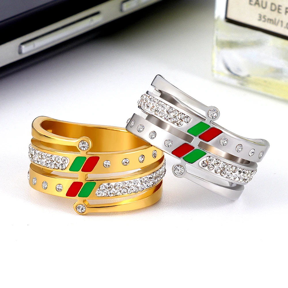 Fashion Jewelry Engagement-Ring Wedding Crystal-Rings Classic Gold-Color Bridal Unique-Design