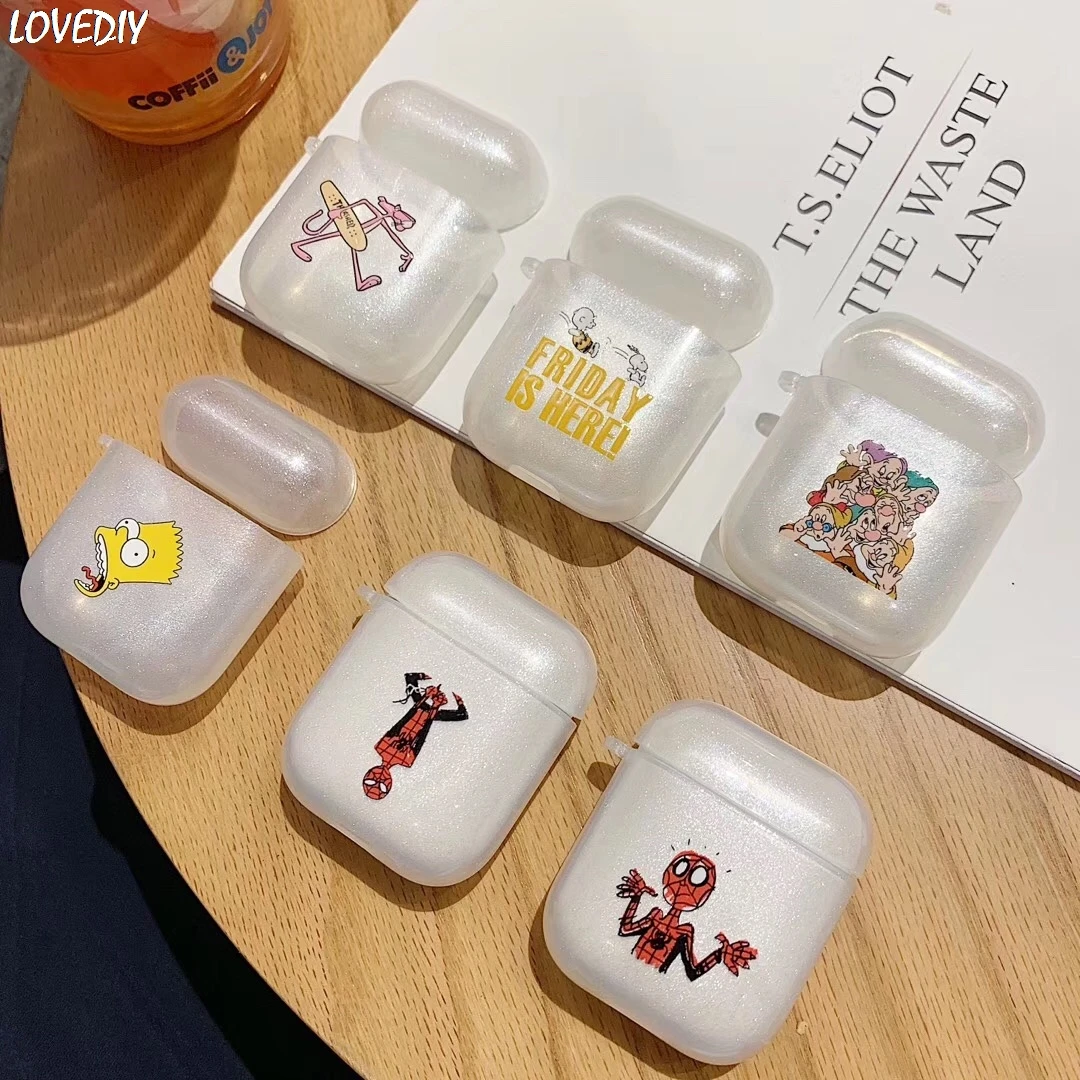 

The Simpson Spiderman Wireless Bluetooth Soft Silicone Clear Earphone Case For Apple AirPods Charging Headphones Pink Panther