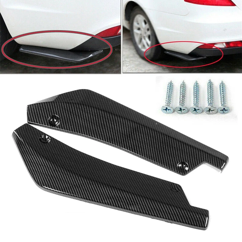 2X Car Auto Carbon Fiber Rear Bumper Lip Diffuser Splitter Canard Protector Top