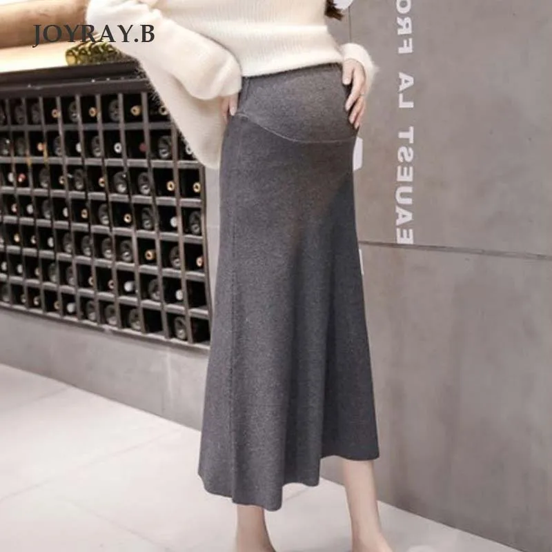 Maternity Skirt for Pregnant Women Autumn and Winter Belly Support Knitted High Waisted Pregnancy Skirts JOYRAY.B