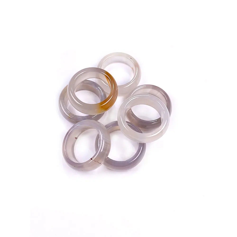 5PCS Natural Stone Rings Jewelry Agates Rose Quartaz Stone Rings Trendy Gift for Women Girlfriend 8mm Width finger ring ring set