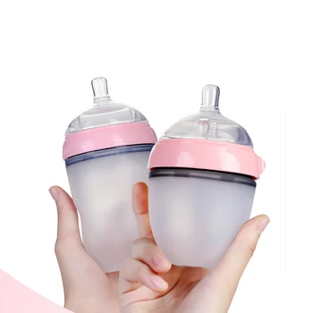 

150ml & 250ml Baby Breastmilk Bottle Wide Neck Soft Silicone Feeding Container Infant Drink Water Bottle Kids Nursing Bottles