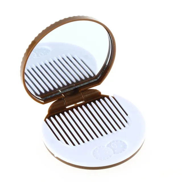 

Promotion 1pcs New arrival ght Brown Cute Cookie Design Mirror Makeup Chocolate Comb Travel pockets Foldable makeup mirror
