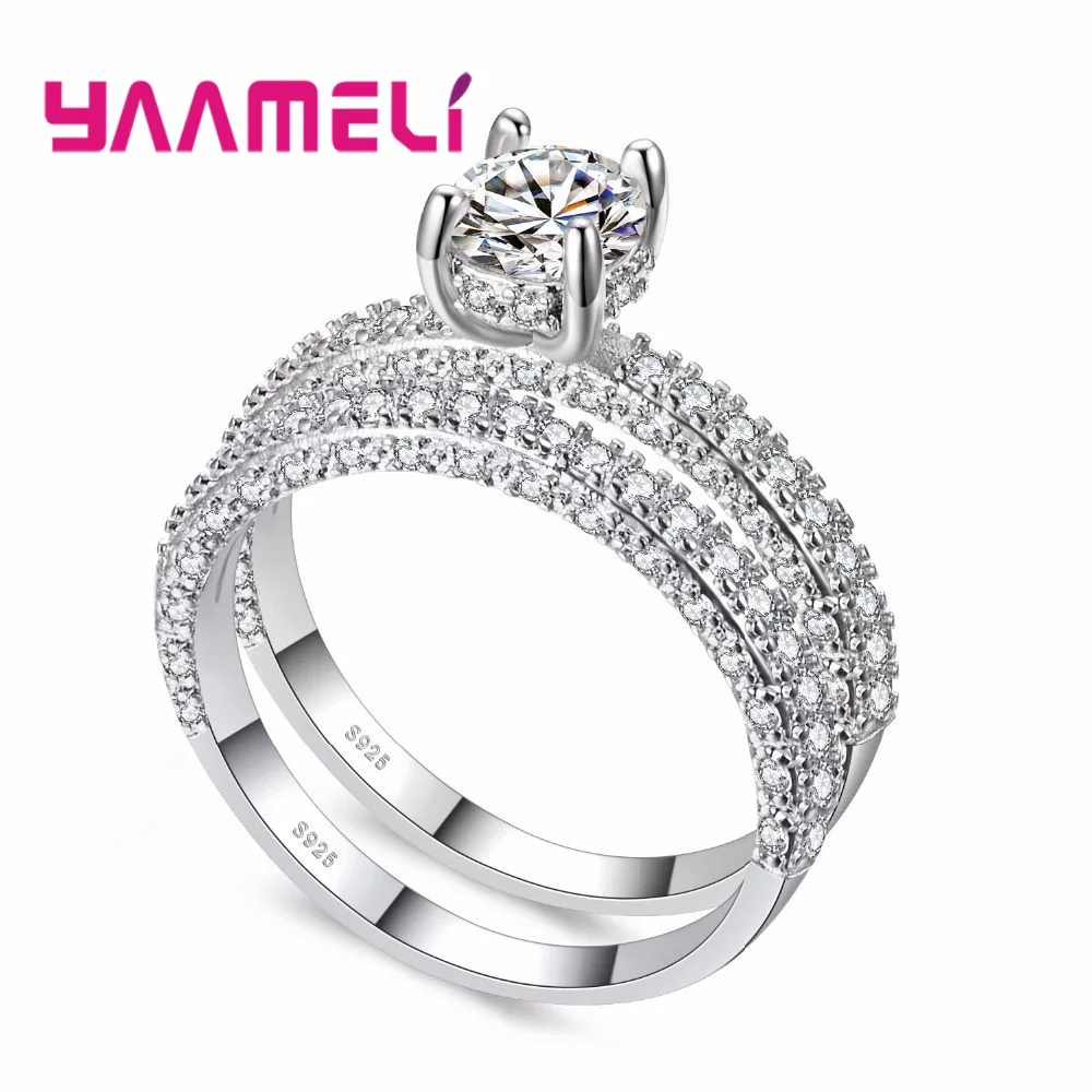 Оригинальное 925 Серебряное свадебное кольцо AAAAA+ кубический цирконий ОВАЛЬНЫЙ CZ Кристалл 2 шт набор кольца для мужчин и женщин пары Свадьба Помолвка - Цвет основного камня: Model 3
