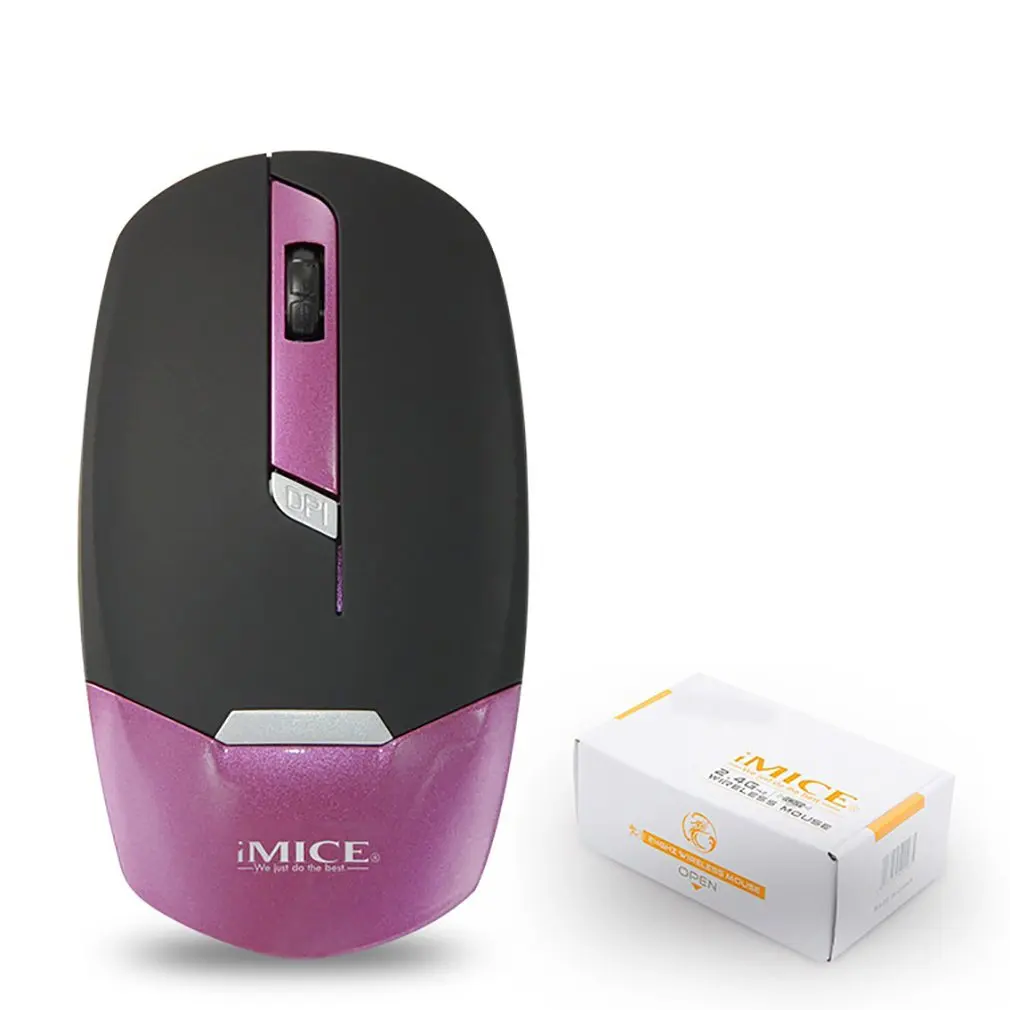 IMICE E-2330, Беспроводная USB оптическая мышь, 3 кнопки, E-2330, 1600 dpi, компьютерная ПК мышь для офисных компьютеров и ноутбуков - Цвет: purple